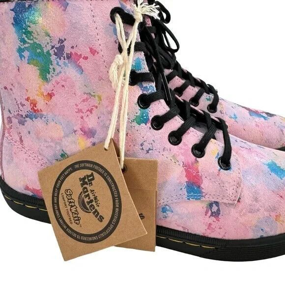 Dr. Martens Sheridan Pink Confetti Suede Lace-Up Boots Women’s Size 8 NEW!! - Picture 13 of 16